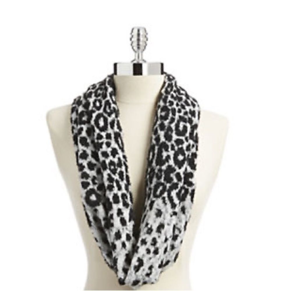 Lord & Taylor Leopard Knit Infinity Scarf-BLACK-One Size
